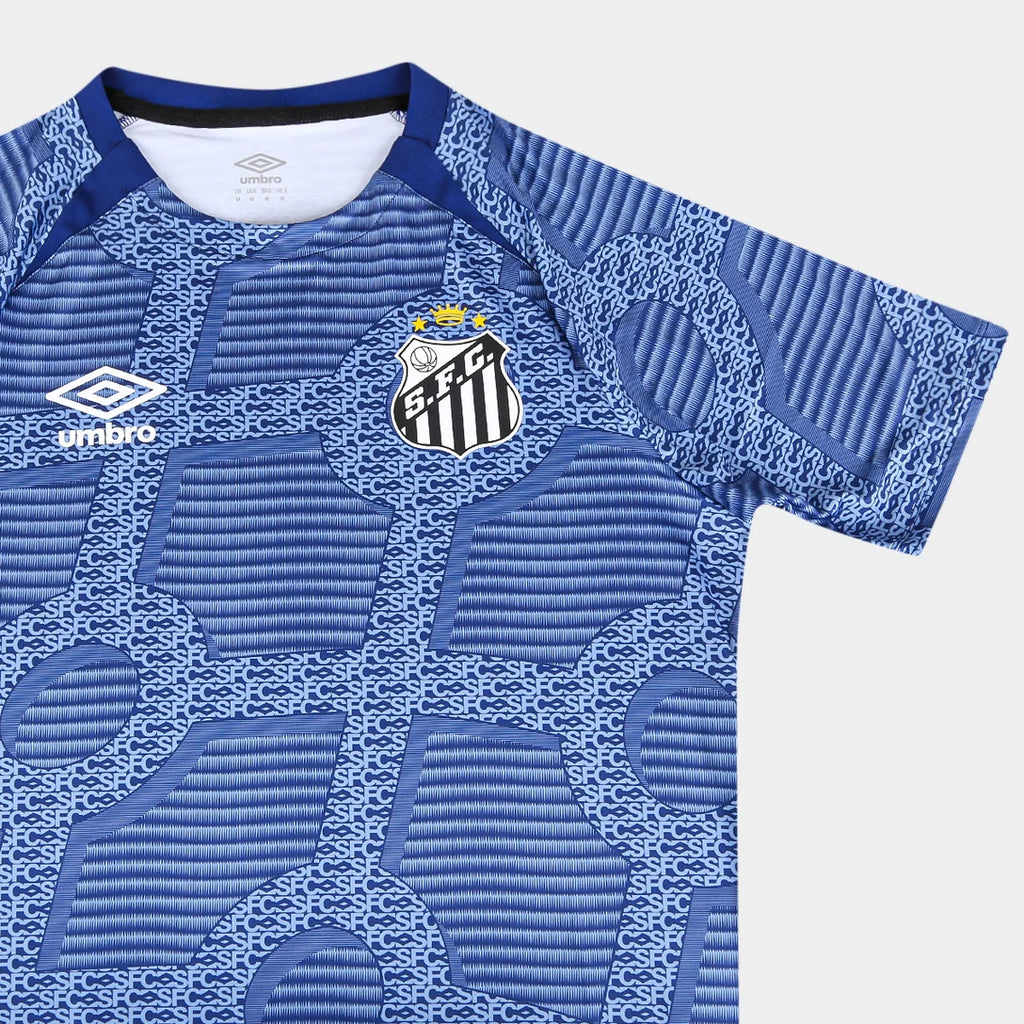 Camisa Santos 2024 Aquecimento Umbro Masculina - Azul+Marinho