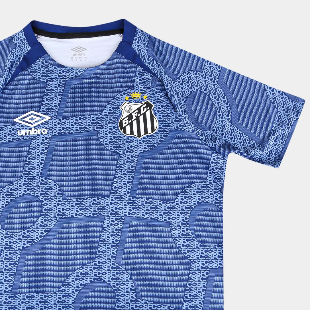 Camisa Santos 2024 Aquecimento Umbro Masculina - Azul+Marinho
