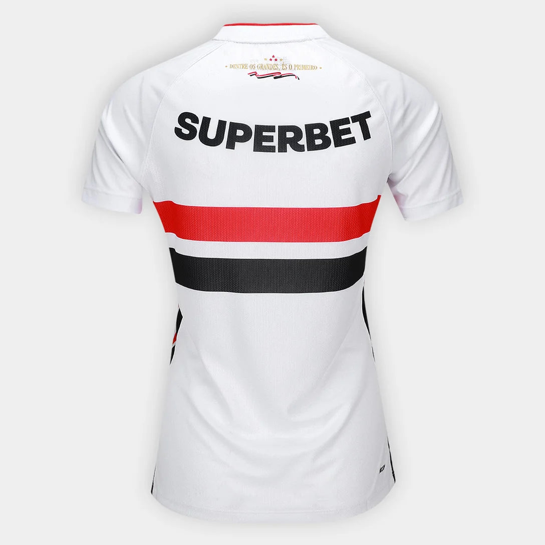 Camisa São Paulo I 26/27 Torcedor New Balance Feminina - Branco+Vermelho
