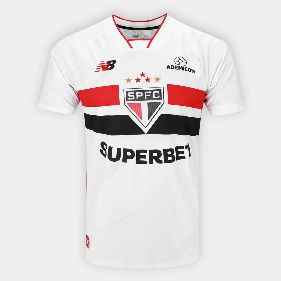 Camisa São Paulo I 26/27 Jogador New Balance Masculina - Branco+Vermelho