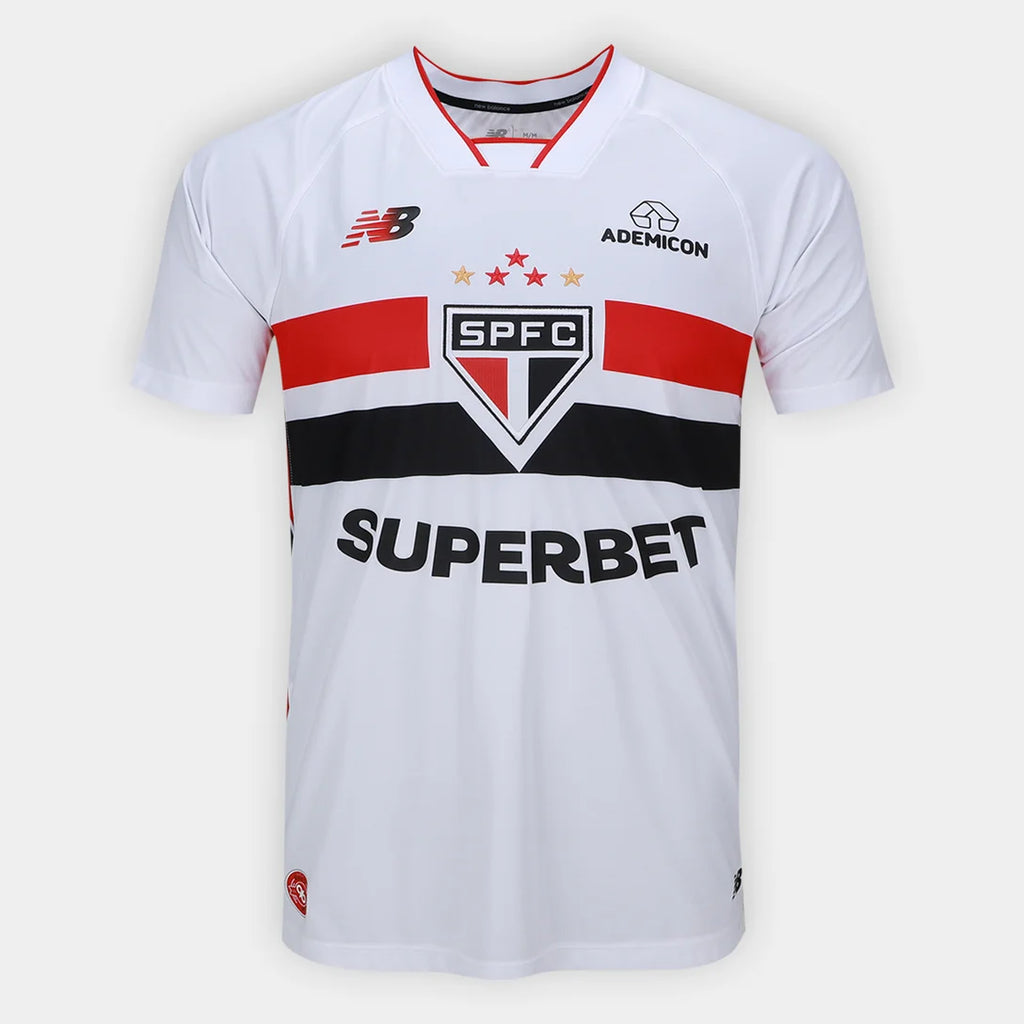 Camisa São Paulo I 26/27 Torcedor New Balance Masculina - Branco+Vermelho