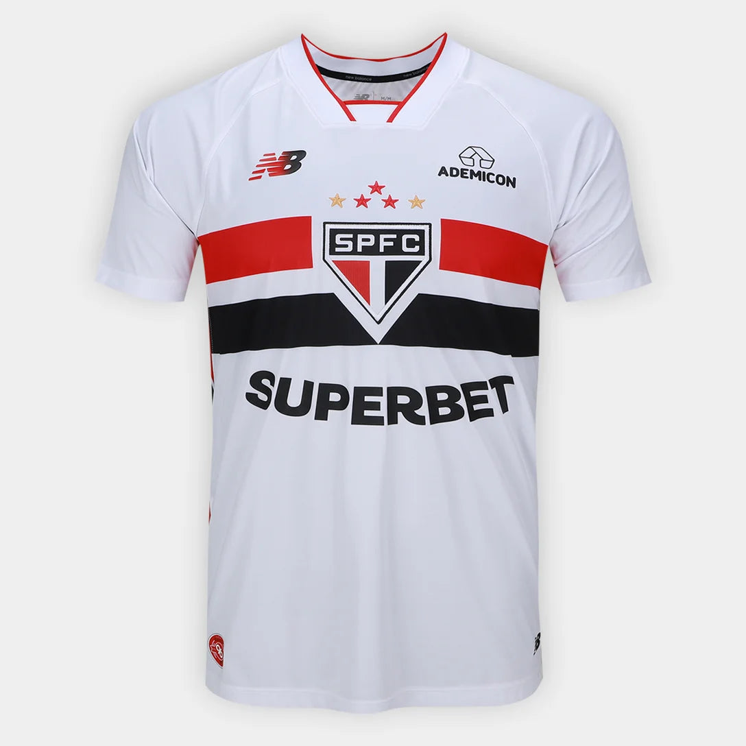 Camisa São Paulo I 26/27 Torcedor New Balance Masculina - Branco+Vermelho