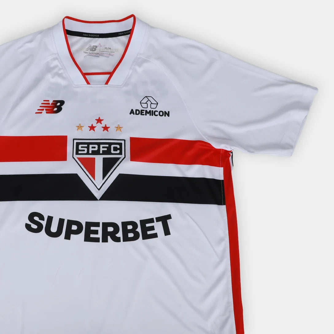 Camisa São Paulo I 26/27 Torcedor New Balance Masculina - Branco+Vermelho