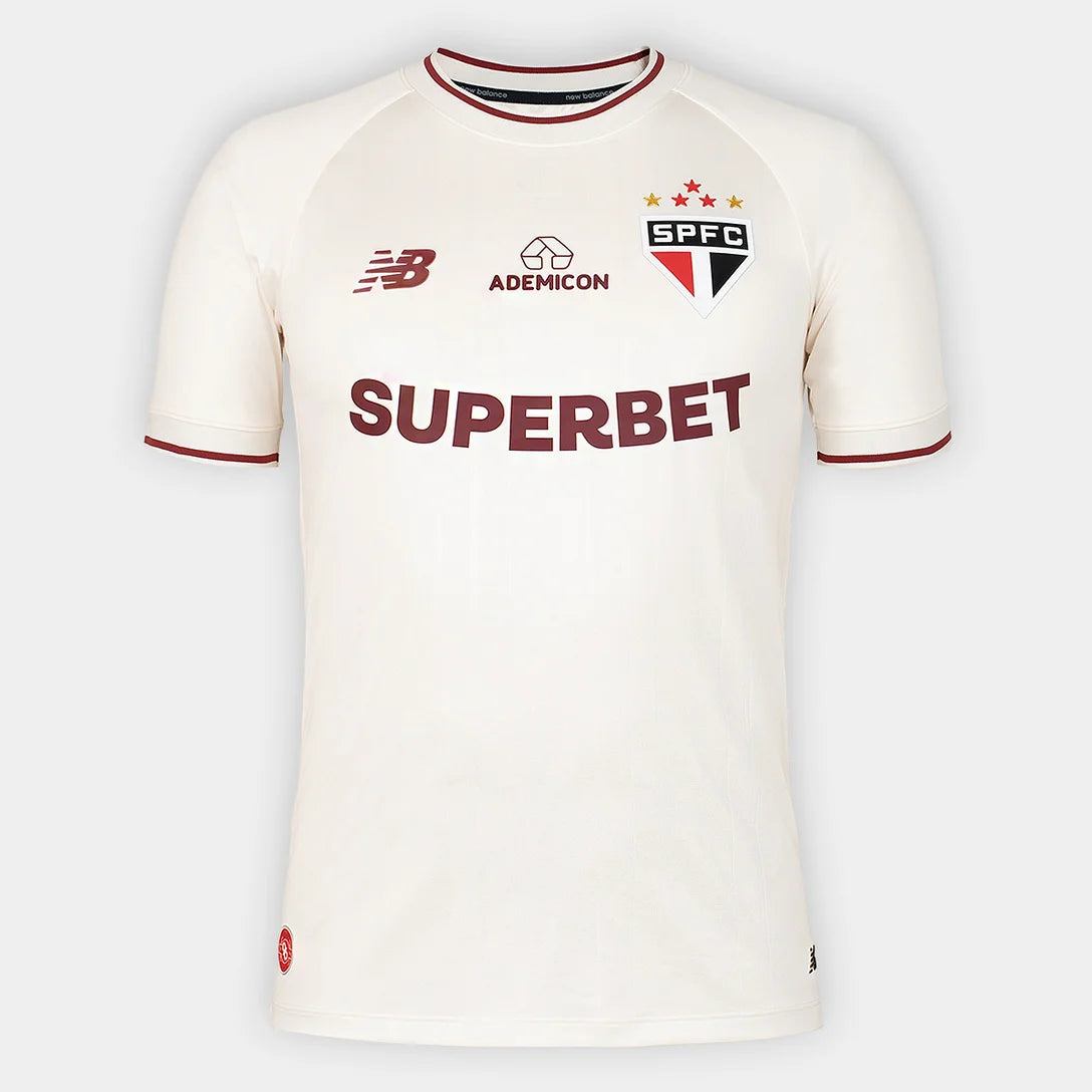 Camisa São Paulo Comemorativa 26/27 Jogador New Balance Masculina - Off White+Vinho