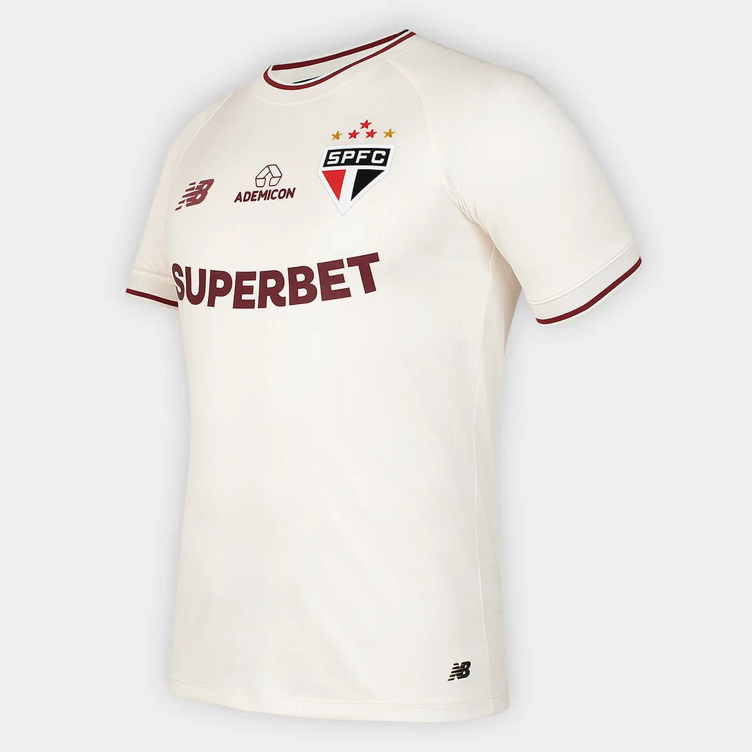 Camisa São Paulo Comemorativa 26/27 Jogador New Balance Masculina - Off White+Vinho
