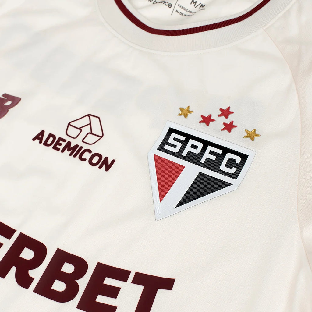 Camisa São Paulo Comemorativa 26/27 Jogador New Balance Masculina - Off White+Vinho