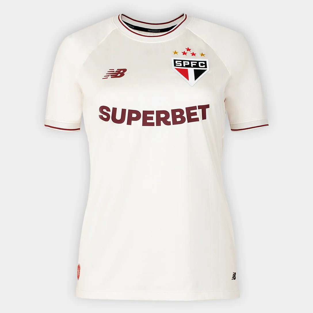 Camisa São Paulo Comemorativa 26/27 Torcedor New Balance Feminina - Off White+Vinho