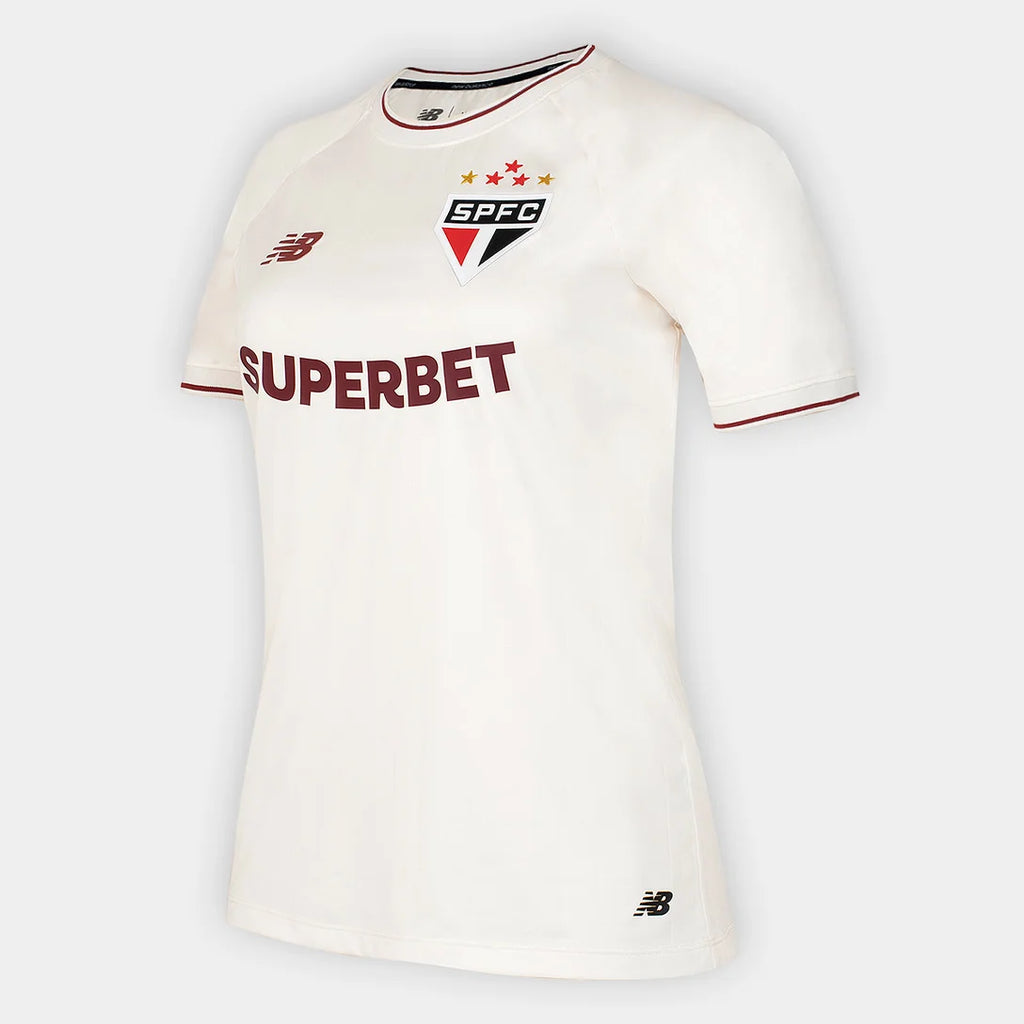 Camisa São Paulo Comemorativa 26/27 Torcedor New Balance Feminina - Off White+Vinho
