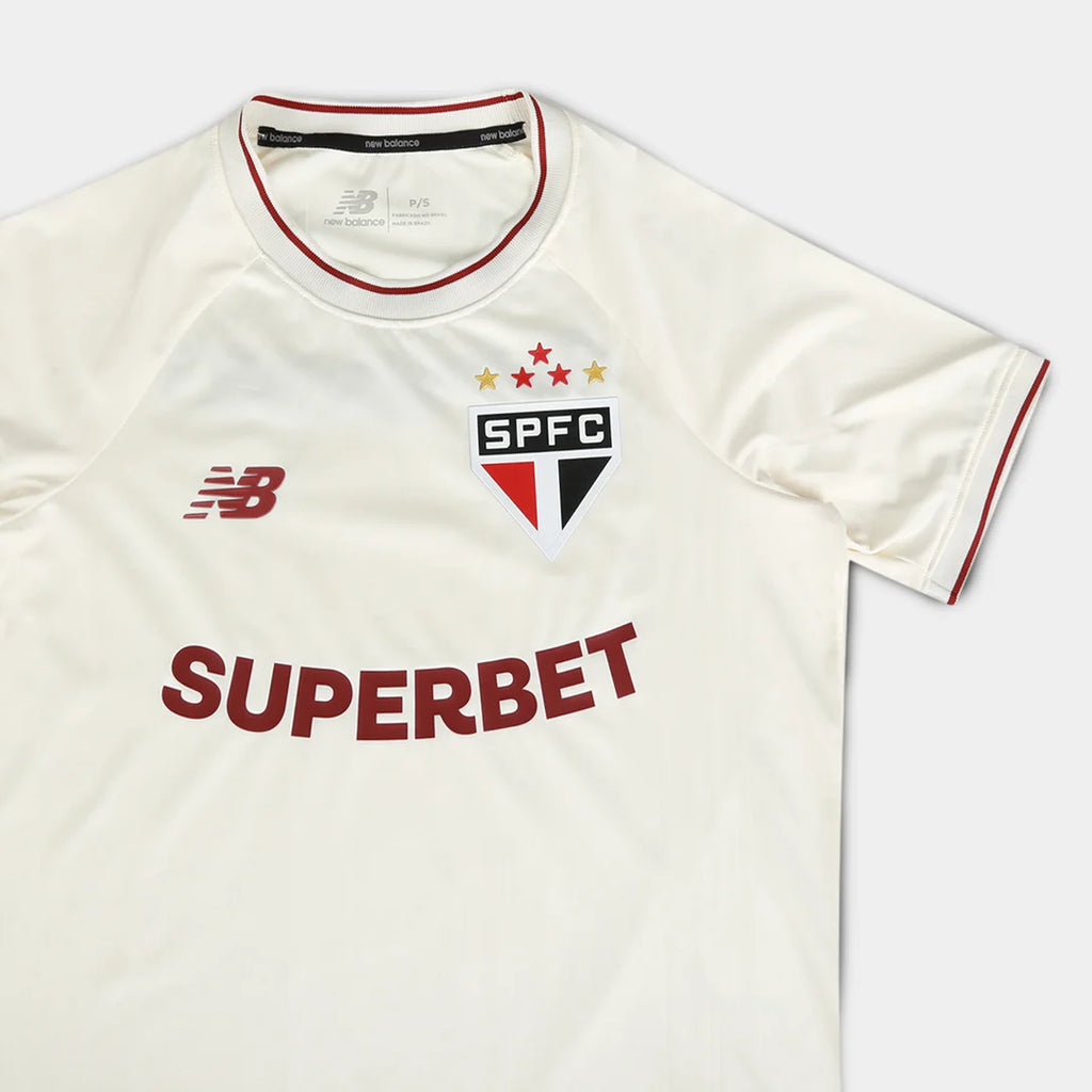 Camisa São Paulo Comemorativa 26/27 Torcedor New Balance Feminina - Off White+Vinho