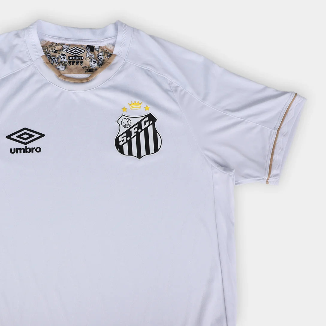 Camisa Santos I 26/27 Jogador Umbro Masculina - Branco+Bronze