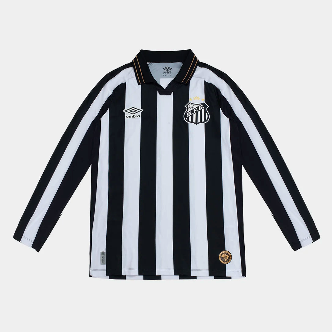 Camisa Manga Longa Santos II 26/27 Torcedor Umbro Masculina - Preto+Branco
