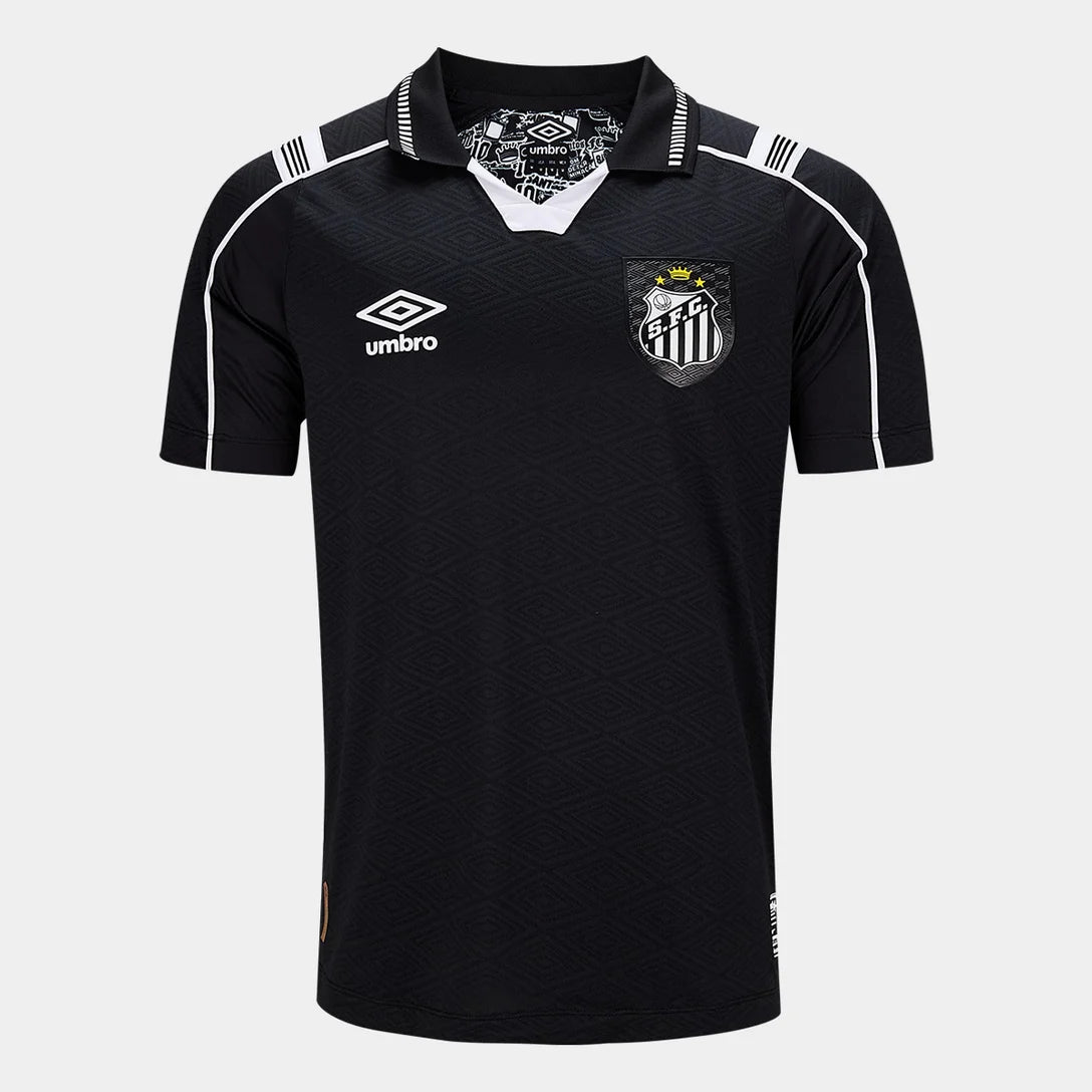 Camisa Santos III 26/27 Jogador Umbro Masculina - Preto+Branco